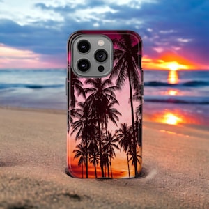 Coconut Palm Tree Sunset Phone Case Tough Case iPhone case, iPhone 13, Android Samsung Galaxy case, Google Pixel, iPhone 16