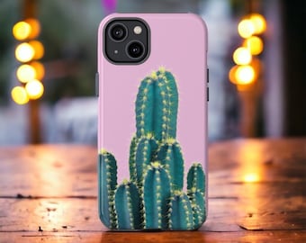 Custodia protettiva resistente per telefono a forma di cactus rosa deserto