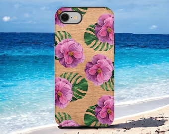 Monstera Leaf Phone Case, Tropical Flower Phone Case, Hawaiian Phone Case, Samsung Galaxy S24, Google Pixel 8 Pro