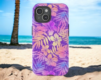 Purple Hibiscus Phone Case, Tropical Hawaiian Phone Case, Floral Phone Case, Samsung Galaxy S24, Google Pixel 8 Pro