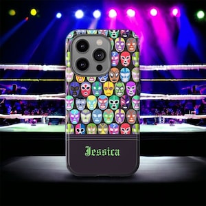 Mexican Wrestling Lucha Libre Custom Name Phone Case iPhone 14, Samsung Galaxy 23, 22,  21, Google Pixel 7, 6, 5 Personalized Phone Case