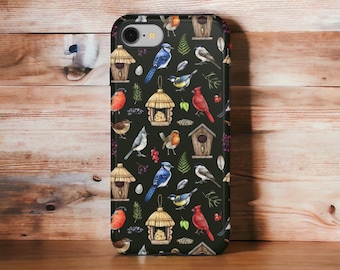 Birdhouse Phone Case, Watercolor Birds, Nature Lover Gift