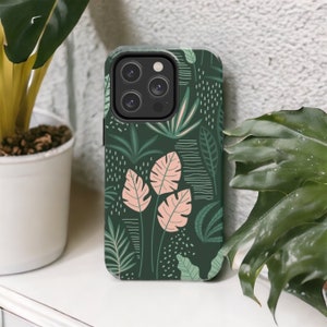 Hand Drawn Tropical Palm Leaves Phone Case Tough Case, iPhone 15 Phone Case, Samsung Galaxy S24, Google Pixel 8 Pro