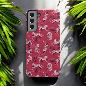 Jungle Safari Pink Tiger Phone Case,  Samsung Galaxy, iPhone 15 Pro Max, Google Pixel