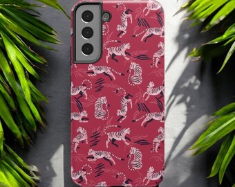 Jungle Safari Pink Tiger Phone Case,  Samsung Galaxy, iPhone 15 Pro Max, Google Pixel