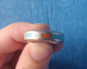 Turquoise & Coral Two - Earth and Water Harmony and Protection Ring of Power - Theyfriend Candles - Queer, Trans, and Nonbinary Witchcraft