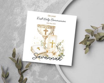 Personalised First Holy Communion Card | Special Keepsake Card for Girl ...