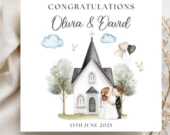 Wedding Congratulations Card | Elegant Wedding Greeting Card for Newlyweds | Bride & Groom Keepsake Card | Marriage Celebration