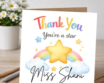 Thank You Teacher Card | Personalised Teacher Card | End of Year Gift | Nursery Teacher Thank You | Teaching Assistant Card