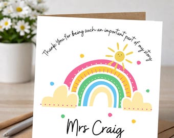 Thank You Teacher Card | Personalised Teacher Card | End of Year Gift | Nursery Teacher Thank You | Teaching Assistant Card