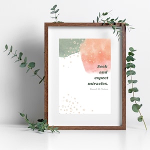 Watercolor wall decor, digital download, Seek and Expect Miracles quote, Russell M. Nelson quote, General Conference April 2022