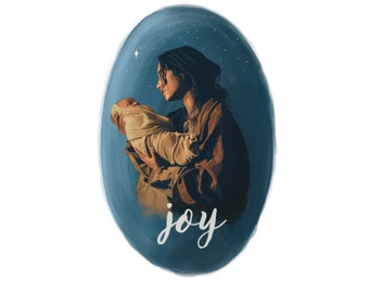 Mary and Baby Jesus Nativity Painting, Christmas Art Print