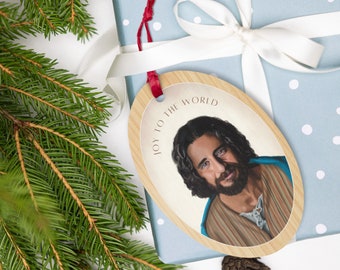 Décoration de Noël Joy to the World, The Chosen Christ, Portrait du Christ inspiré de Jonathan Roumie dans la série télévisée Chosen