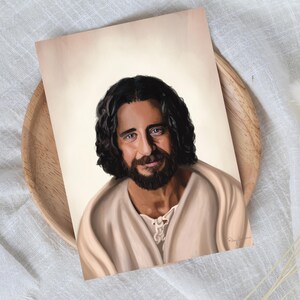 The Chosen Christ Earthy Portrait, Jesus Christ portrait from The Chosen TV series, digital painting, wall art, Jonathan Roumie