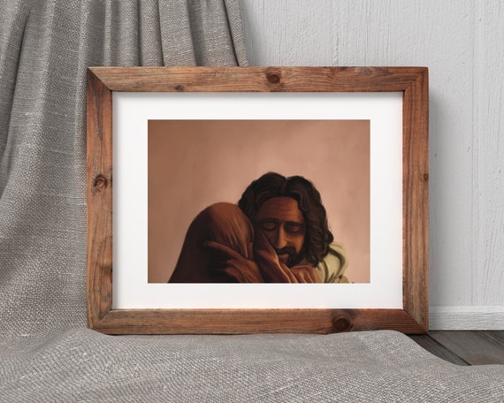 Christ Forgives Mary digital painting, wall art, Jonathan Roumie