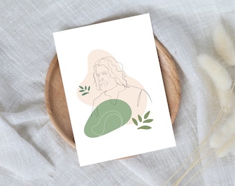 Jesus Christ Line Art Print, Jonathan Roumie, Christian Wall Decor
