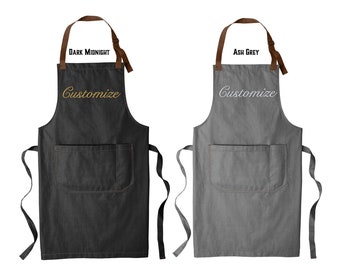 Custom Embroidered Apron, Monogrammed Apron Personalized Kitchen Gift Men's Women's Apron Cook Baker Restaurant Bar Pub Shop Uniform A800