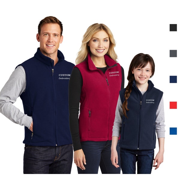 Custom Embroidered Value Full Zip Fleece Vest Business Team Corporate Uniform, Personalized Men's Unisex Ladies, Port Authority, XS-6XL F219