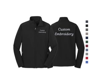 Custom EMBROIDERED Soft Shell Full-Zip Jacket Business Team Corporate Uniform Personalized Unisex Men's Youth Ladies Port Authority J317