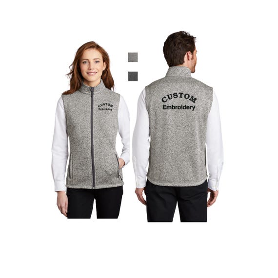 Custom Embroidered Warm Full Zip Sweater Fleece Lined Vest Business Team Corporate Uniform, Personalized Men's Unisex Ladies, Port Authority