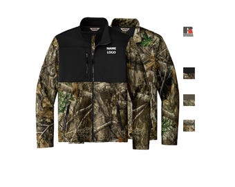 Custom Embroidered Realtree Atlas Colorblock Soft Shell Camouflage Full-Zip Jacket Personalized Logo Hunting Fishing Russell Outdoors RU600