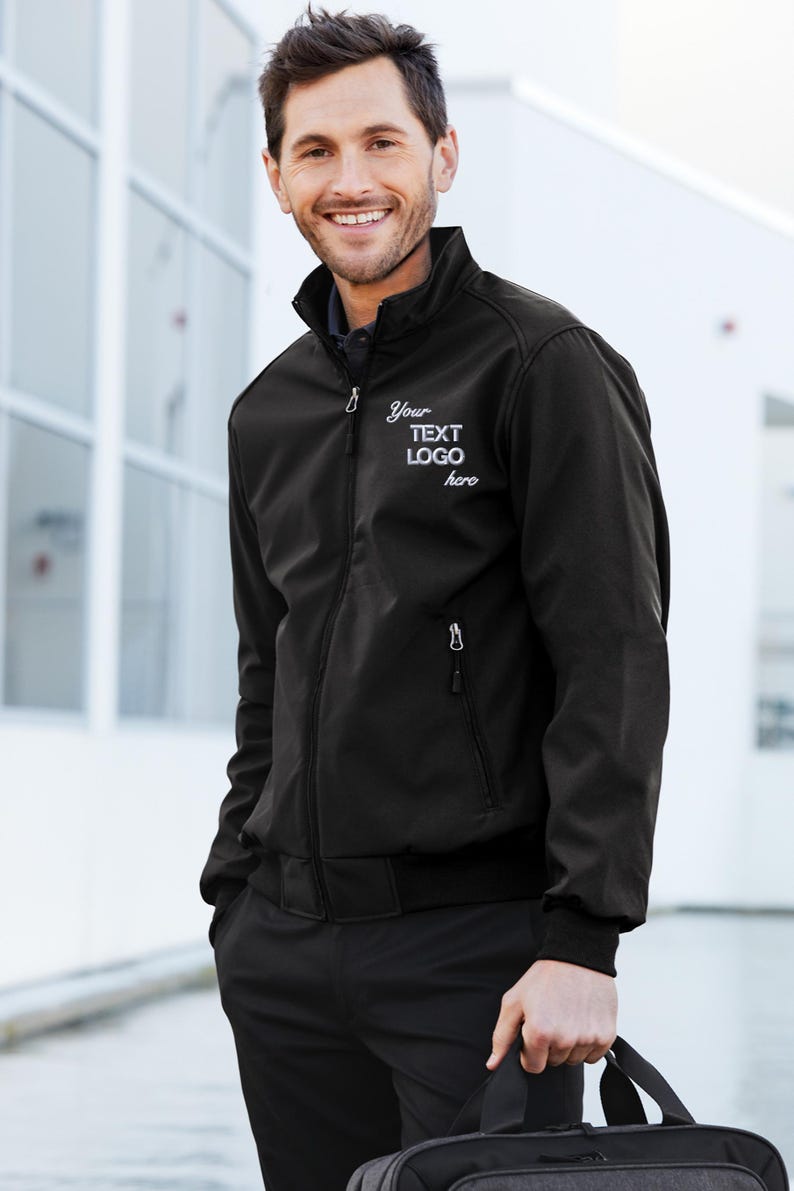 Custom Embroidered Soft Shell Bomber Jacket Personalized Branded Logo ...