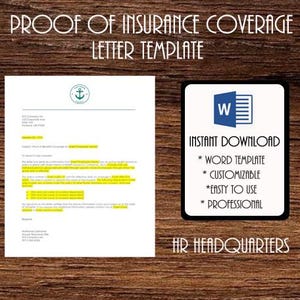 Benefits - Proof of Insurance Coverage Letter (Customizable Template for HR)
