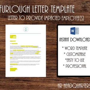 Plantilla de carta de licencia: Plantilla de carta totalmente personalizable que RR.HH. debe completar y proporcionar a los empleados afectados.