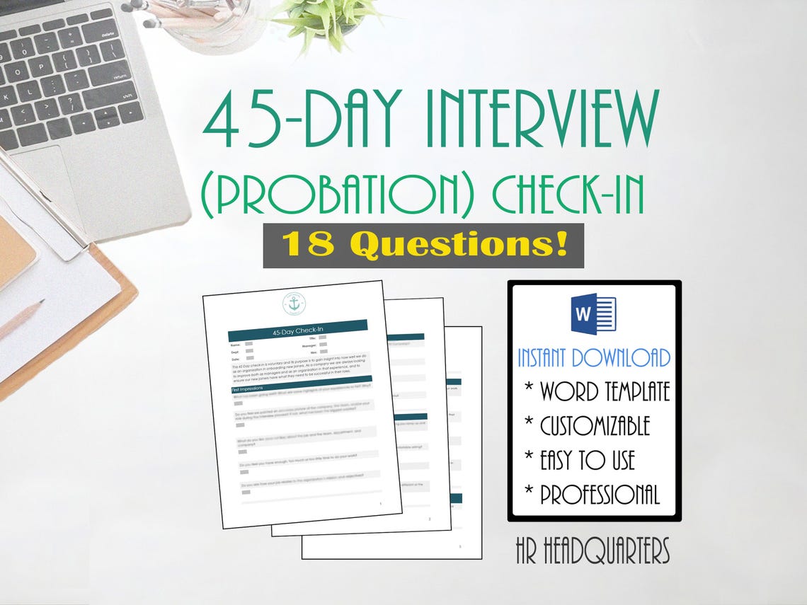 Employee 45-day Check-in Template: Customizable HR Form (word Document ...