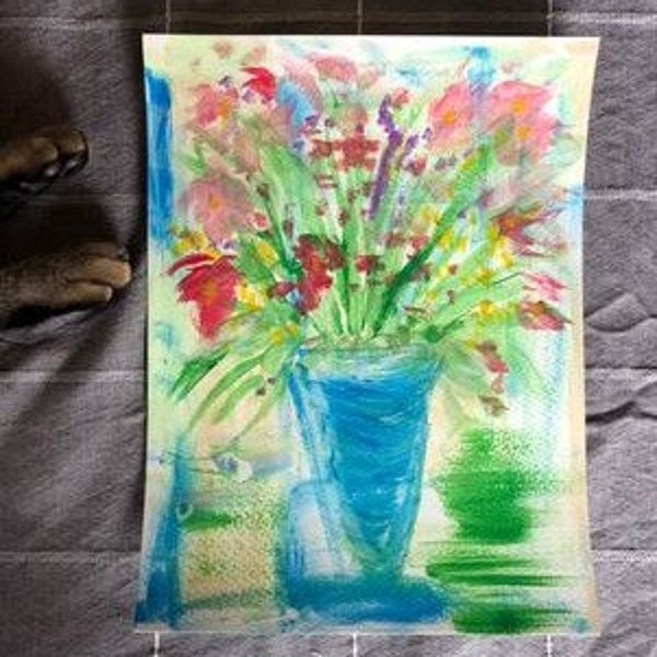 Flowers — ArtaCat | Mini painting from Judy Latta | Original artwork | Nature art | Neo-expressionism