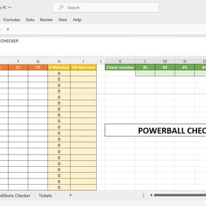 Arkusz kalkulacyjny Lottery Number Checker dla Powerball i Mega Millions: Możesz zrobić od 1 do nieskończonej liczby biletów. Łatwe w użyciu narzędzie Excel