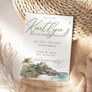 Tulum Invitation, Tulum Bachelorette Invite, Mexico Bachelor, Bach Weekend, Custom Invitation Template Bachelor invite, birthday invite