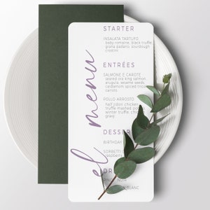Elegant Minimal Wedding Menu Template, Modern Wedding Menu, Dinner Menu, El Menu, Printable Editable Template