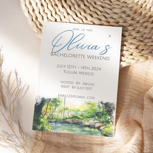 Tulum Invitation,Tulum  Bachelorette Invite, Mexico Bachelor, Bach Weekend, Custom Invitation Template Bach invite