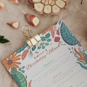 Minimal Dinner Menu Template, Modern Wedding Menu, Dinner Menu, Mexican Influenced Menu, Birthday Menu, Printable Editable Template