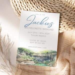 Tulum Invitation,Tulum  Bachelorette Invite, Mexico Bachelor, Bach Weekend, Custom Invitation Template Bach invite