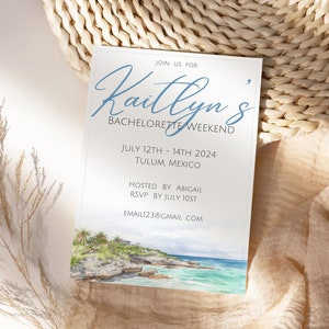 Tulum Invitation,Tulum  Bachelorette Invite, Mexico Bachelor, Bach Weekend, Custom Invitation Template Bach invite