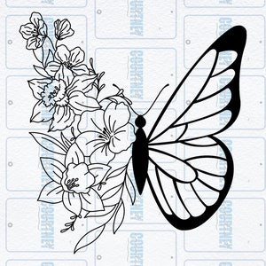 Butterfly birth flower tattoo design