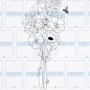 Geburtsblume und Name Tattoo Design