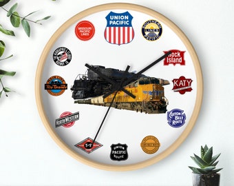 Reloj de pared con recuerdos de Union Pacific Heritage Railways Railroad con Big Boy Steam Engine y Heralds