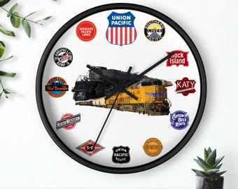 Union Pacific Heritage Railways Railroad memorabilia wall clock featuring the Big Boy Steam Engine and Heralds