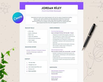 Customizable Web Developer Resume, Developer Resume, Software Developer Resume, Software Engineer Resume, Web Developer Template - Canva