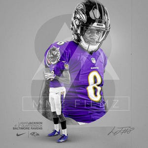 Lamar Jackson Digital Poster | Football Player Fan Art | Premade Sports Poster | Instant Download