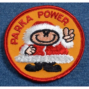 Original NOS 70s Vintage PARKA POWER 3&quot; Patch Snowmobile Ski Snow Winter Ski