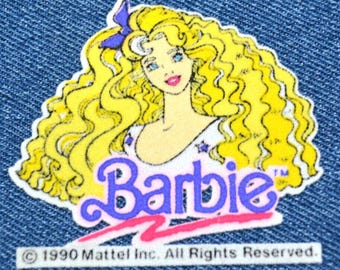 Vintage 90s BARBIE 3" Heat Transfer Iron-On Patch Mattel Doll Figure Girl Retro