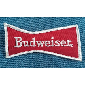 NOS Original Vintage Budweiser 4&quot; Patch Beer Bowtie Embroidered For Hat Cap