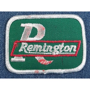 NOS 80s Original Vintage REMINGTON 3&quot; Patch Rifle Shotgun Hunting Ammo Shooting Cool