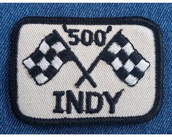 NOS 70s Vintage INDY 500 3" Patch Racecar Checkered Flag Auto Car Brickyard Retro