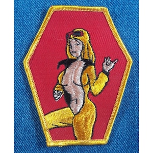 NOS Original Vintage 70s Girl Patch Funny Retro Hippie Sexy Lady Foxy Woman