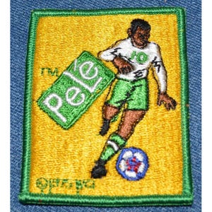Original Vintage 70s PELE 3&quot; Patch Soccer Football Futbol Brazil World Cup Retro